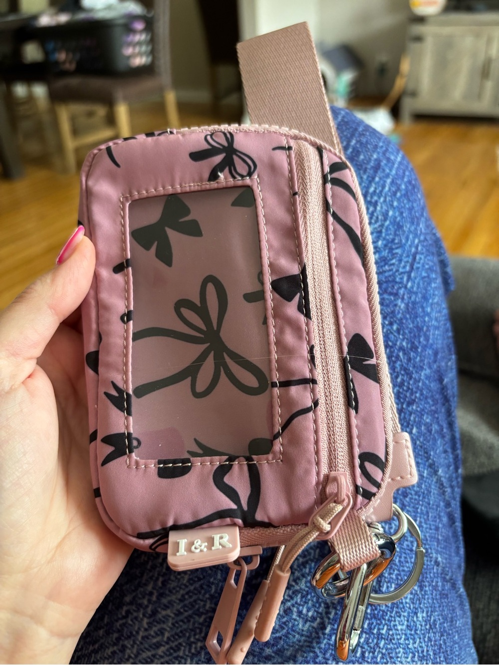 Pink Bow iris and rainbow wallet
